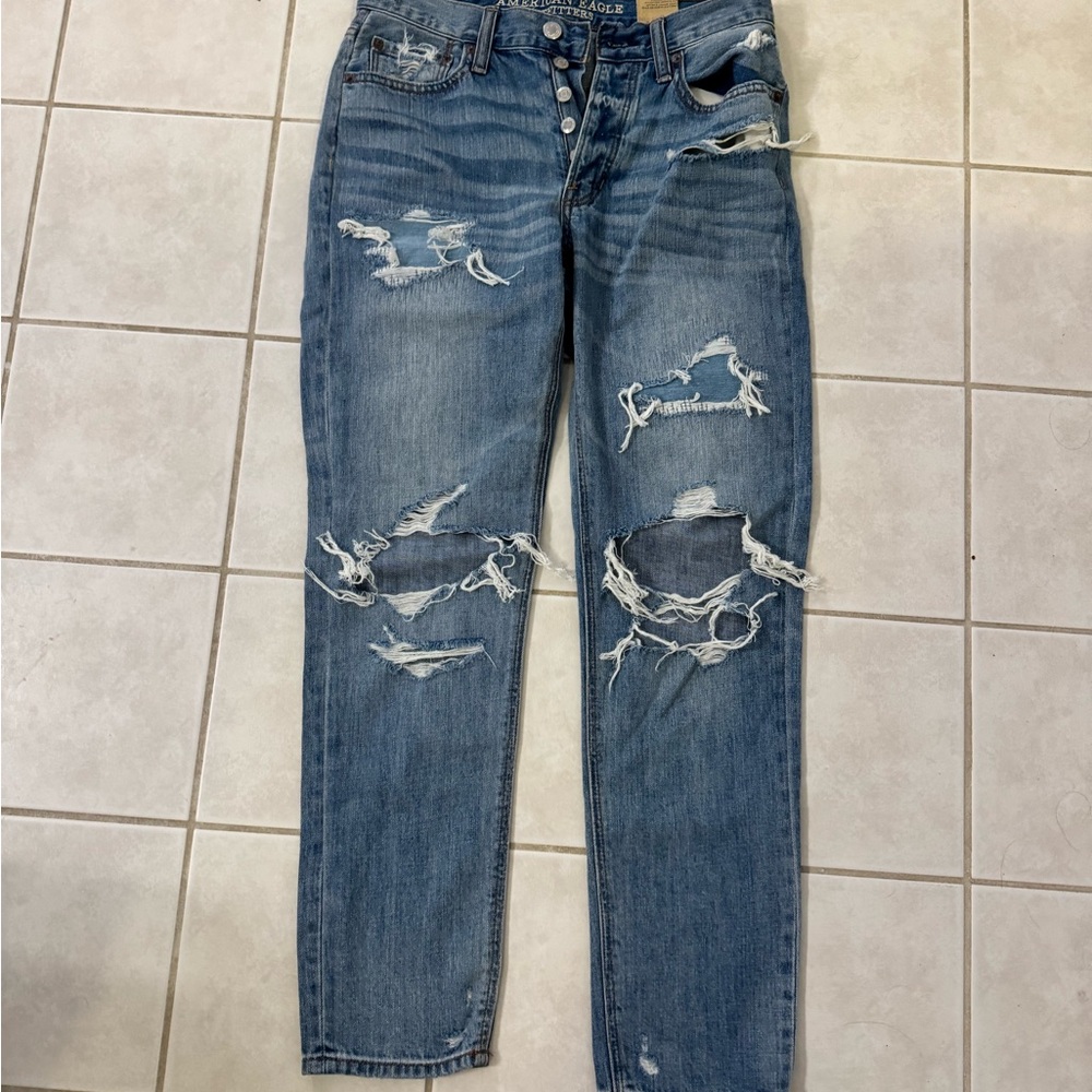 American Eagle Outfitters Ripped Blue Skinny Jeans